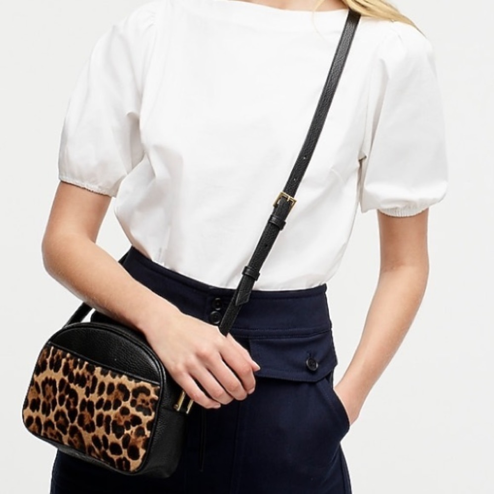 J Crew Leopard Hair Calf Devon Camera Bag